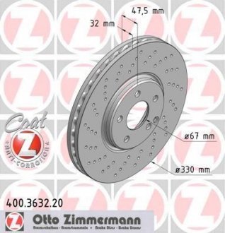 Диск тормозной (Coat Z) ZIMMERMANN 400.3632.20 (фото 1)