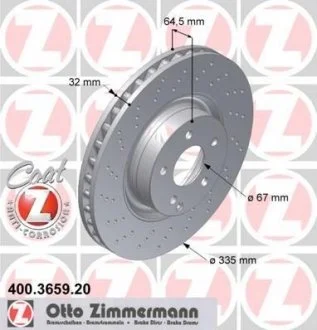 Диск гальмівний COAT Z ZIMMERMANN 400.3659.20