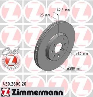 Гальмівний диск ZIMMERMANN 430.2600.20