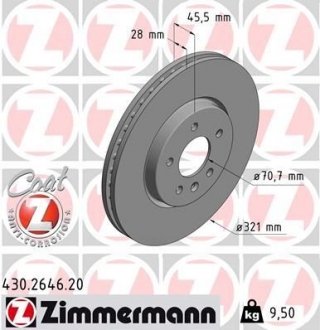 TARCZA HAMULC. OPEL INSIGNIA B 17- PRZ?D ZIMMERMANN 430.2646.20