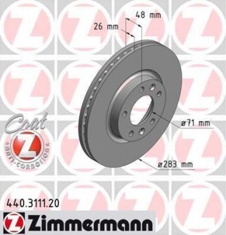 Гальмівний диск ZIMMERMANN 440.3111.20 (фото 1)