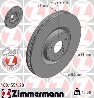 Диск тормозной ZIMMERMANN 460.1554.20