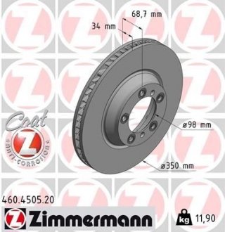 TARCZA HAMULC. PORSCHE PANAMERA 16- PP ZIMMERMANN 460.4505.20