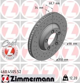 TARCZA HAMULC. PORSCHE PANAMERA 16- PP ZIMMERMANN 460.4505.52