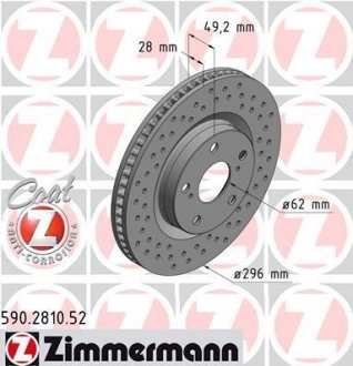 Тормозной диск ZIMMERMANN 590281052 (фото 1)