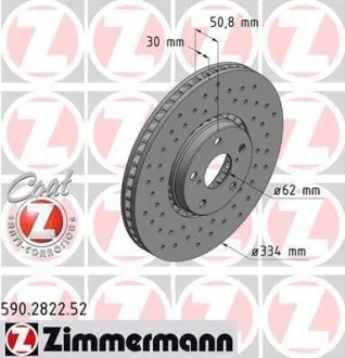 Передній лівий Lexus GS 05- задній привод, IS III 2013- (334x30) ZIMMERMANN 590.2822.52
