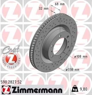 Передні Toyota LC Prado(150) 09-, Lexus GX460 10- (338х32) ZIMMERMANN 590.2827.52