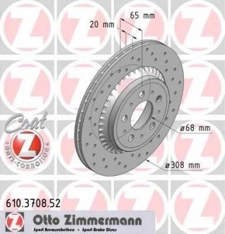 Диск тормозной ZIMMERMANN 610.3708.52